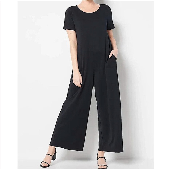 LOGO Lounge by Lori Goldstein Short Sleeve Jumpsuit - Picture 1 of 14
